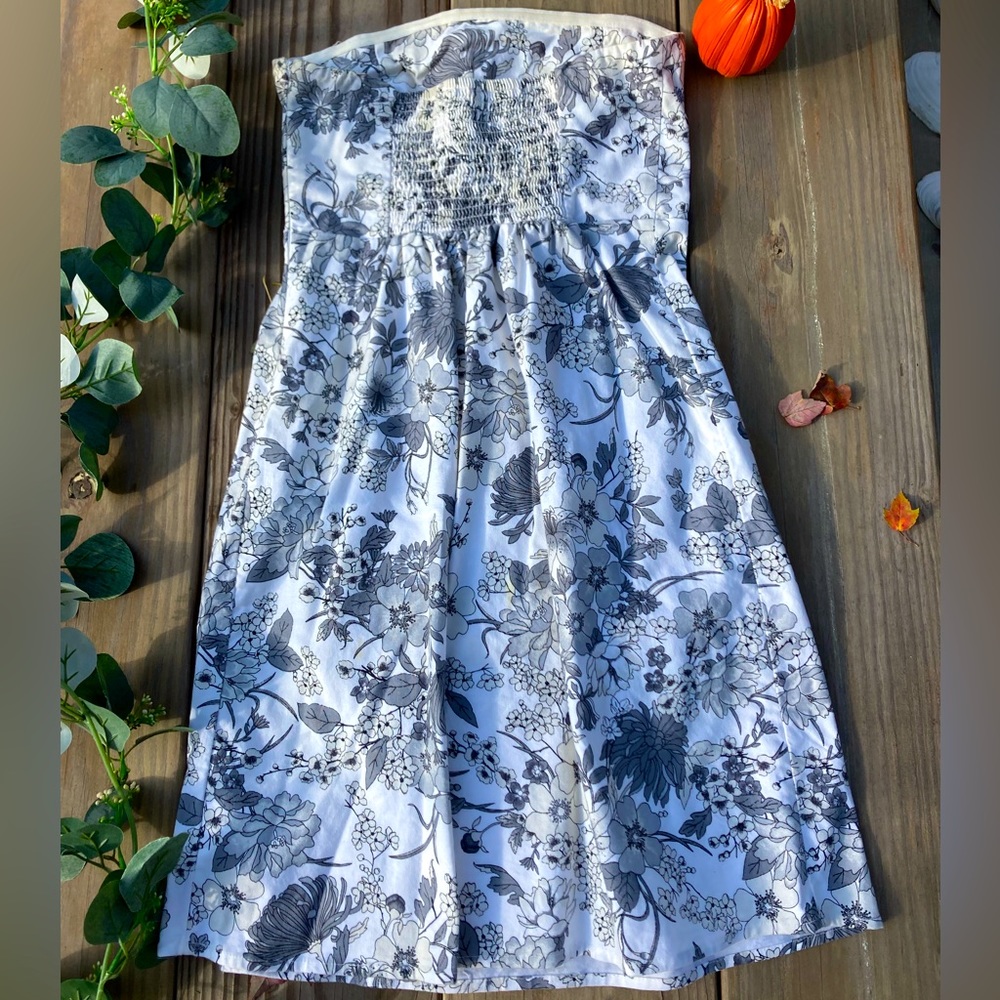 Strapless Floral Dress